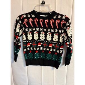 NEW H&M Kids Ugly Christmas Sweater Snowman Candy Cane Trees Size 3T 4T